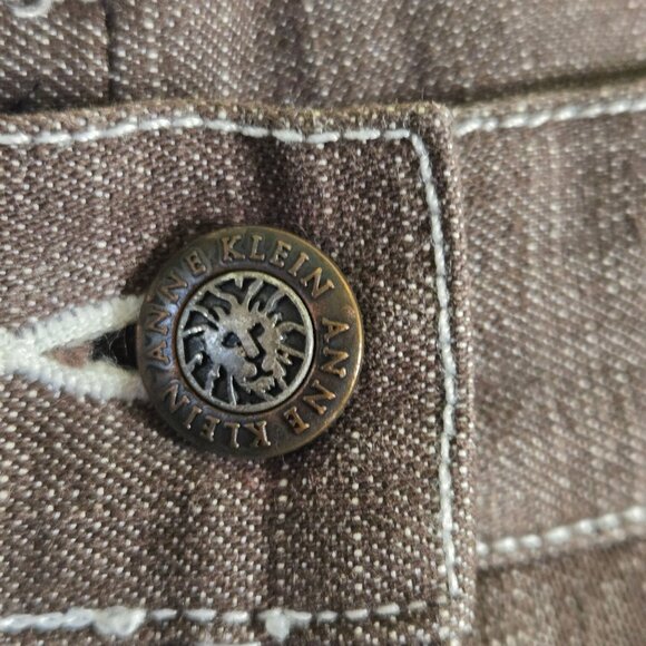 Anne Klein Vintage Brown White Stitching Split Ankle 5 Pocket Jeans Size 10 - Picture 4 of 5